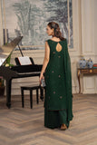 Hemstitch Embroidered Luxury Chiffon Unstitched 3Pc Suit - Jade