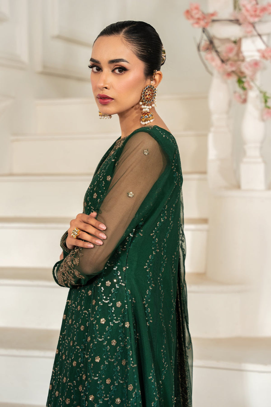 Zarif Nafees Sequins Embroidered Net Unstitched 3Pc Suit ZNAF - 03 MELISA