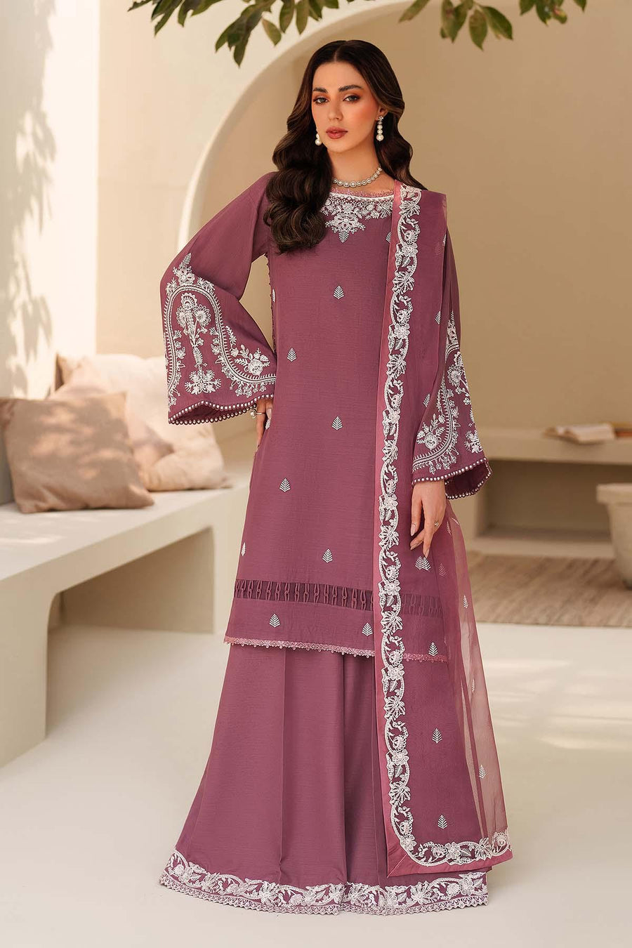 Zarif Exclusive Tabeer Embroidered Raw Silk Unstitched 3Pc Suit D-08 Sung
