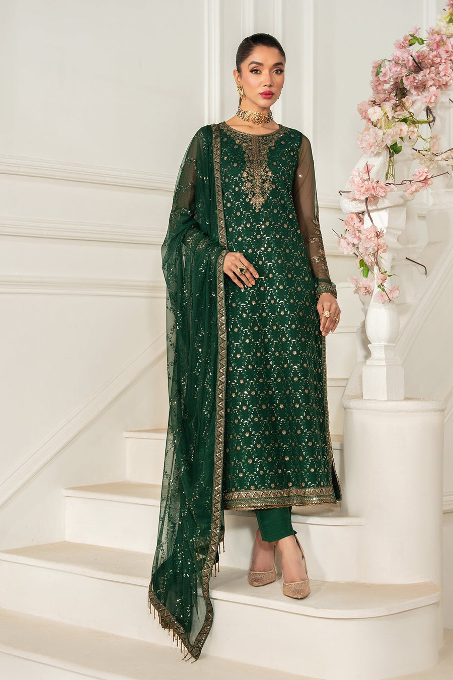 Zarif Nafees Sequins Embroidered Net Unstitched 3Pc Suit ZNAF - 03 MELISA