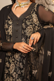 Hemstitch Embroidered Luxury Chiffon Unstitched 3Pc Suit - Leia