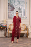 Hemstitch Embroidered Luxury Chiffon Unstitched 3Pc Suit - Melina