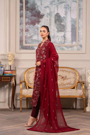 Hemstitch Embroidered Luxury Chiffon Unstitched 3Pc Suit - Melina