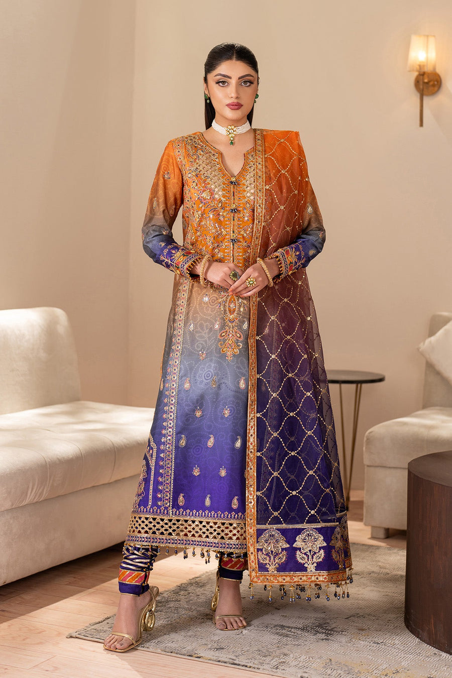Alizeh Formals Embroidered Shamoz Silk Unstitched 3Pc Suit AF-SS-2235-Nebula