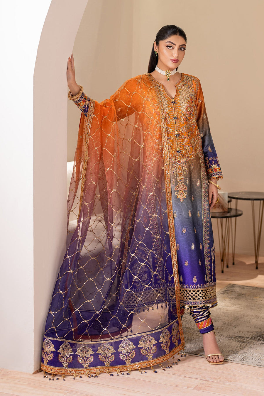 Alizeh Formals Embroidered Shamoz Silk Unstitched 3Pc Suit AF-SS-2235-Nebula
