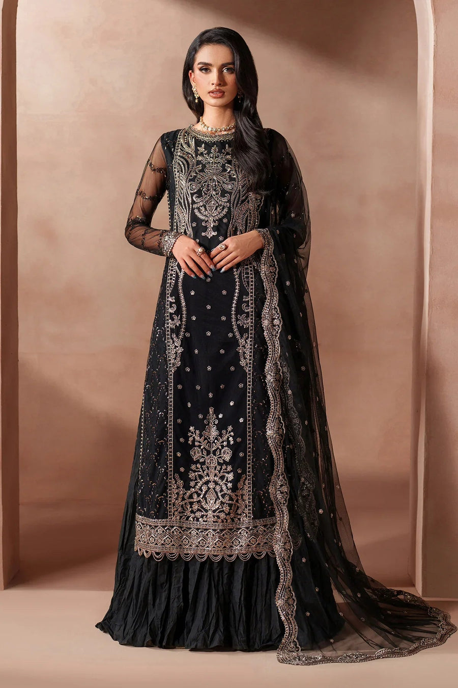 Zarif Mahrosh Embroidered Net Unstitched 3Pc Suit UNST-MUF-01 ISHAAL
