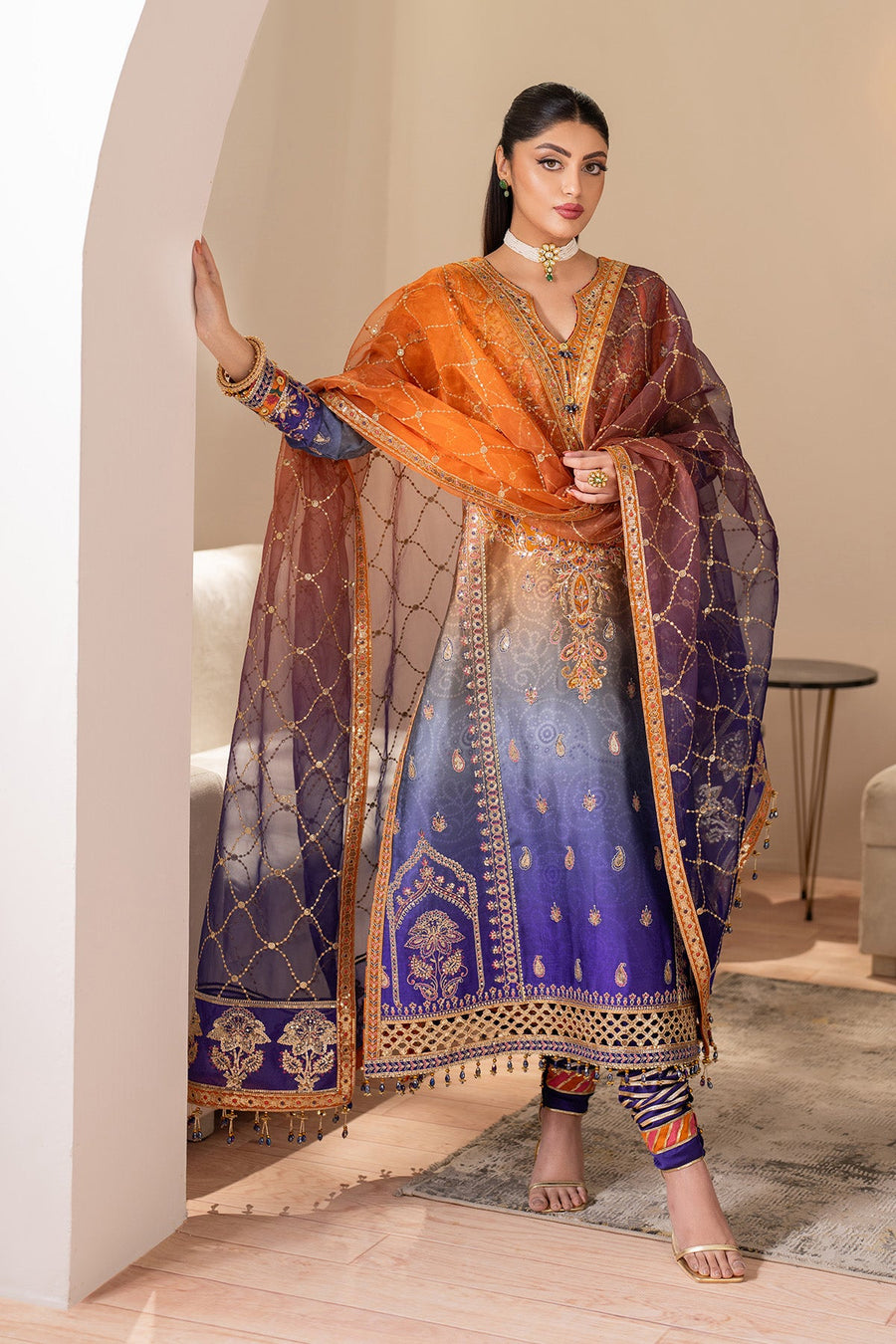Alizeh Formals Embroidered Shamoz Silk Unstitched 3Pc Suit AF-SS-2235-Nebula