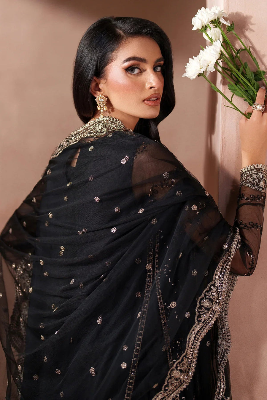 Zarif Mahrosh Embroidered Net Unstitched 3Pc Suit UNST-MUF-01 ISHAAL