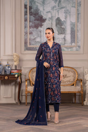 Hemstitch Embroidered Luxury Chiffon Unstitched 3Pc Suit - Elaya