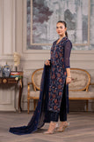 Hemstitch Embroidered Luxury Chiffon Unstitched 3Pc Suit - Elaya