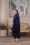 Hemstitch Embroidered Luxury Chiffon Unstitched 3Pc Suit - Elaya