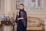 Hemstitch Embroidered Luxury Chiffon Unstitched 3Pc Suit - Elaya