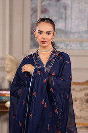 Hemstitch Embroidered Luxury Chiffon Unstitched 3Pc Suit - Elaya