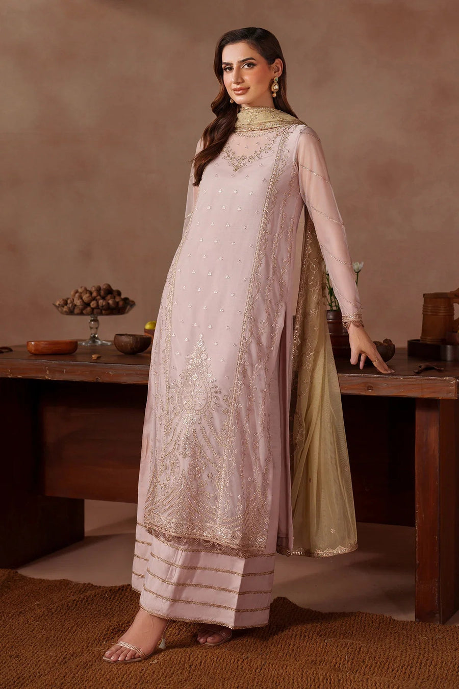 Zarif Mahrosh Embroidered Net Unstitched 3Pc Suit UNST-MUF-06 ZINOOR