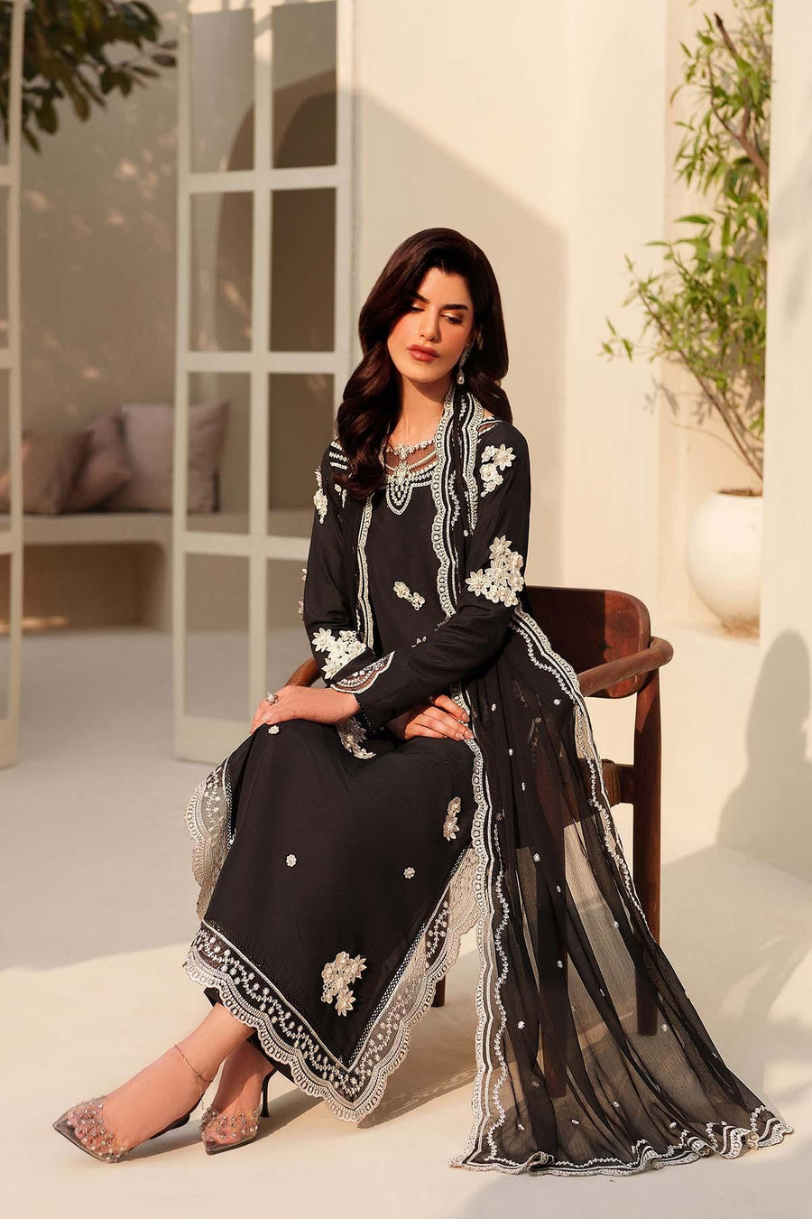 Zarif Exclusive Tabeer Embroidered Raw Silk Unstitched 3Pc Suit D-03 Zareen