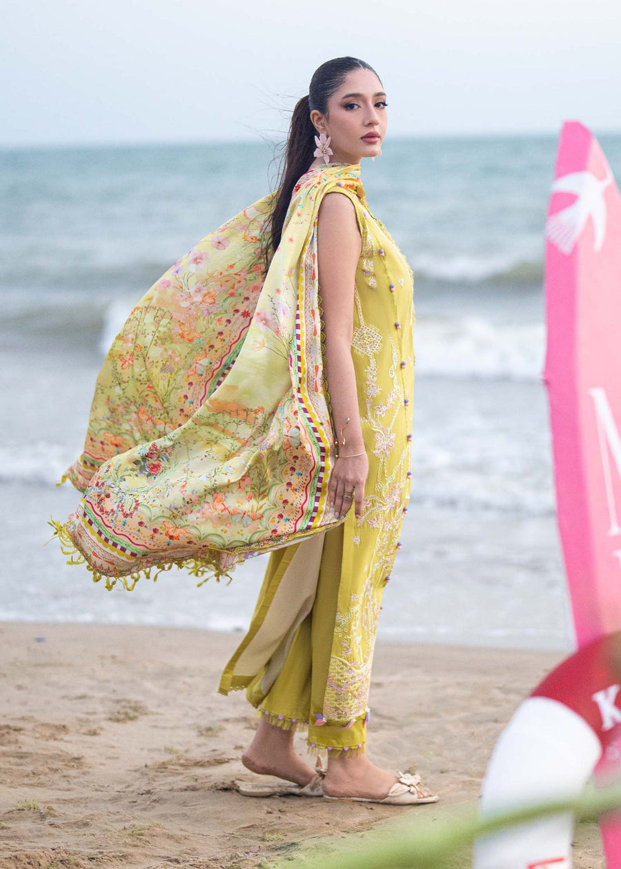 Kanwal Malik Mira Summer Lawn Unstitched Embroidered 3Pc Suit - Ilyra