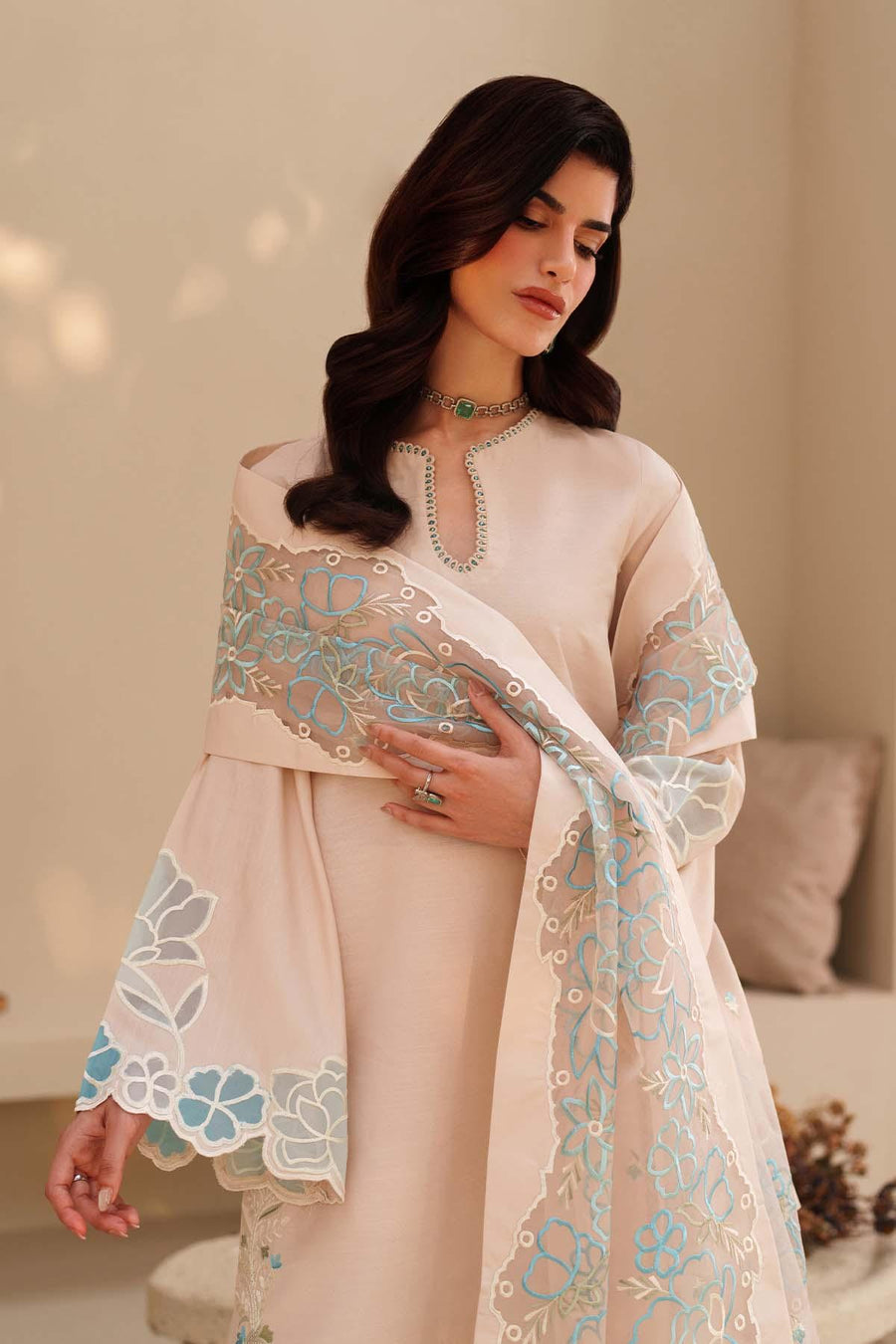 Zarif Exclusive Tabeer Embroidered Raw Silk Unstitched 3Pc Suit D-02 Florielle