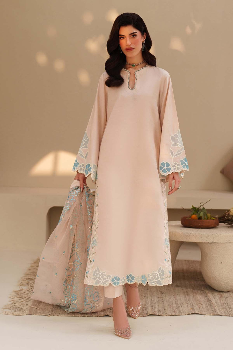 Zarif Exclusive Tabeer Embroidered Raw Silk Unstitched 3Pc Suit D-02 Florielle