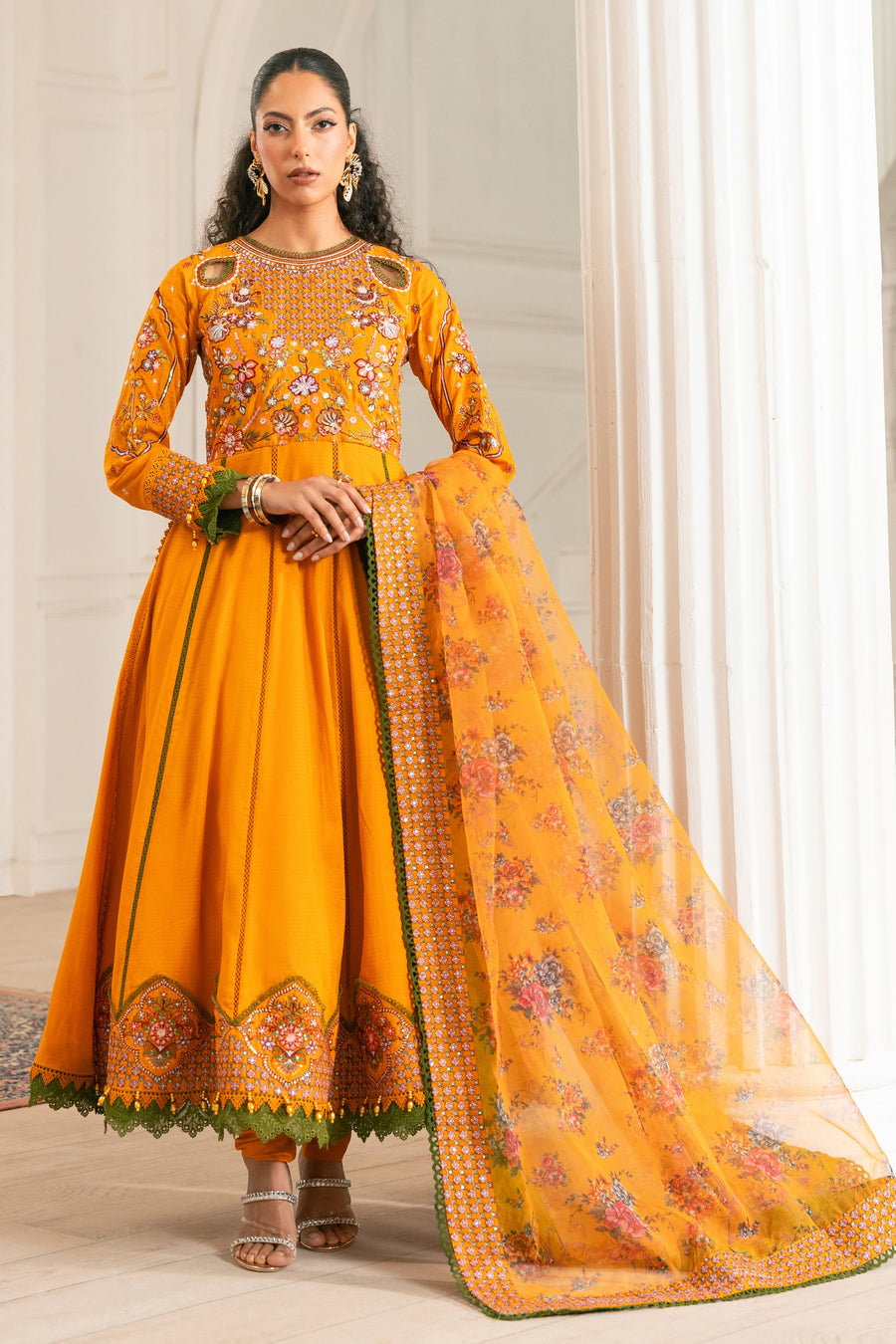 Zivah Apparel Unstitched Embroidered Luxury Lawn 3Pc Suit - Citrina