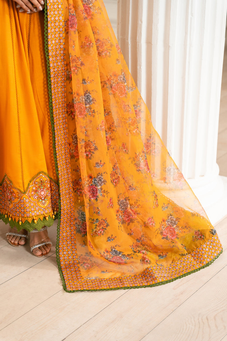Zivah Apparel Unstitched Embroidered Luxury Lawn 3Pc Suit - Citrina