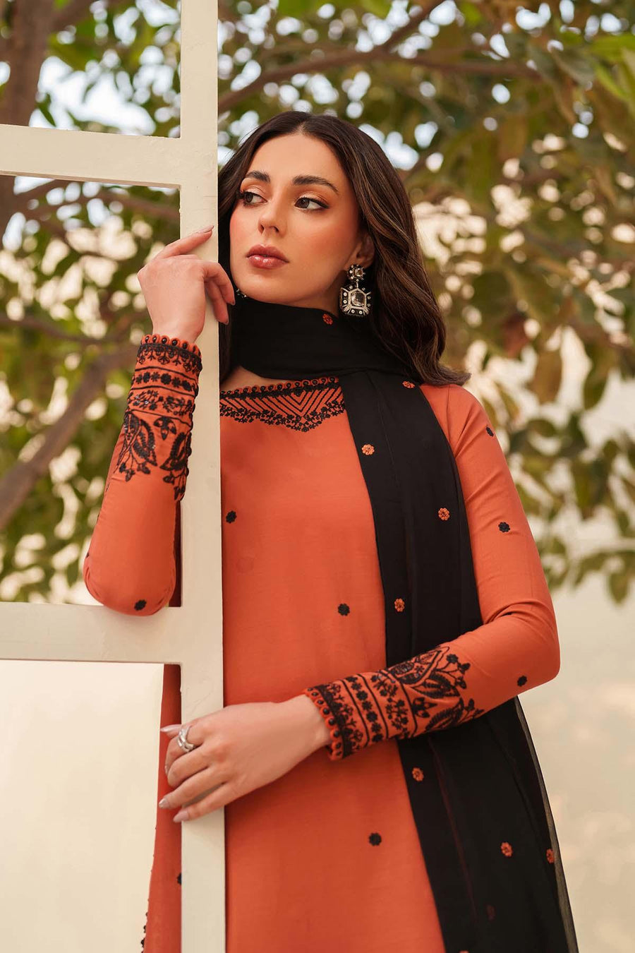 Zarif Exclusive Tabeer Embroidered Raw Silk Unstitched 3Pc Suit D-05 Sangria