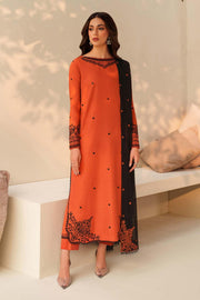 Zarif Exclusive Tabeer Embroidered Raw Silk Unstitched 3Pc Suit D-05 Sangria