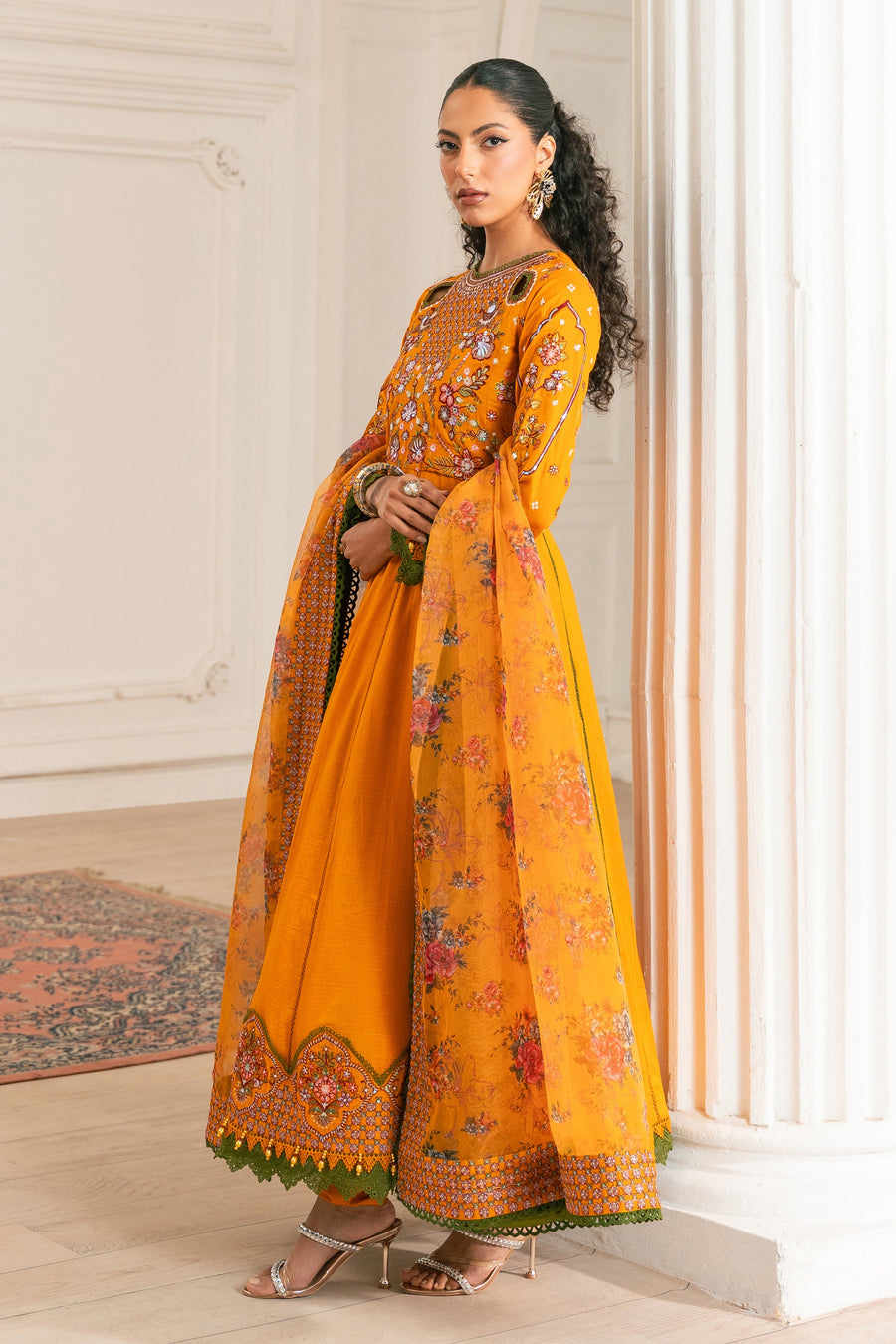 Zivah Apparel Unstitched Embroidered Luxury Lawn 3Pc Suit - Citrina
