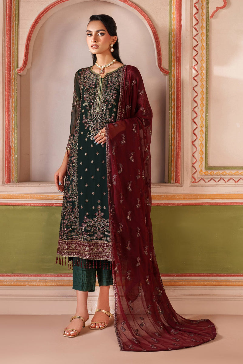 Zarif Mahrosh Embroidered Chiffon Unstitched 3Pc Suit UNST-MUF-07 MINSHA