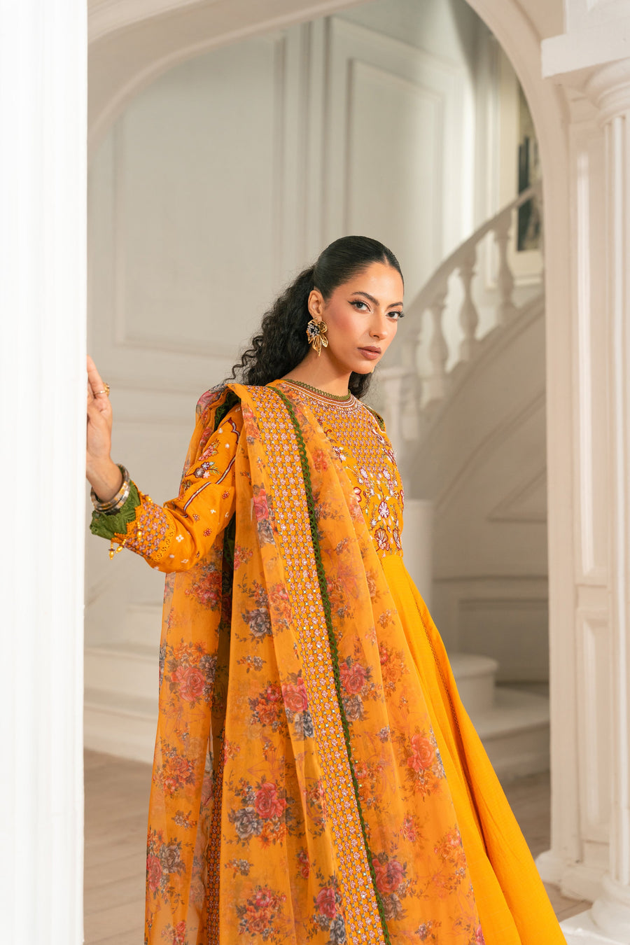 Zivah Apparel Unstitched Embroidered Luxury Lawn 3Pc Suit - Citrina