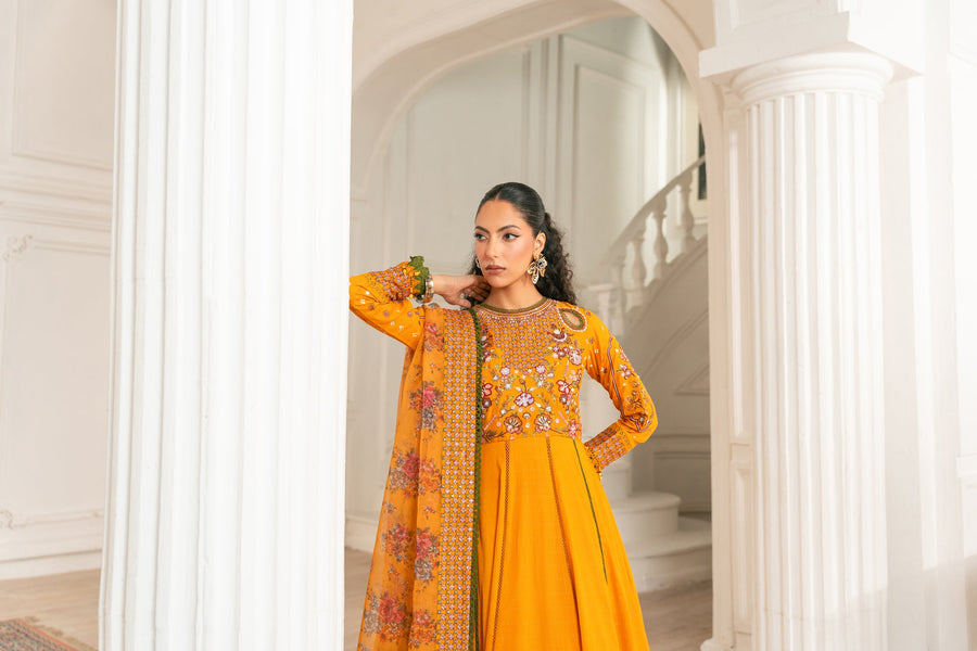 Zivah Apparel Unstitched Embroidered Luxury Lawn 3Pc Suit - Citrina