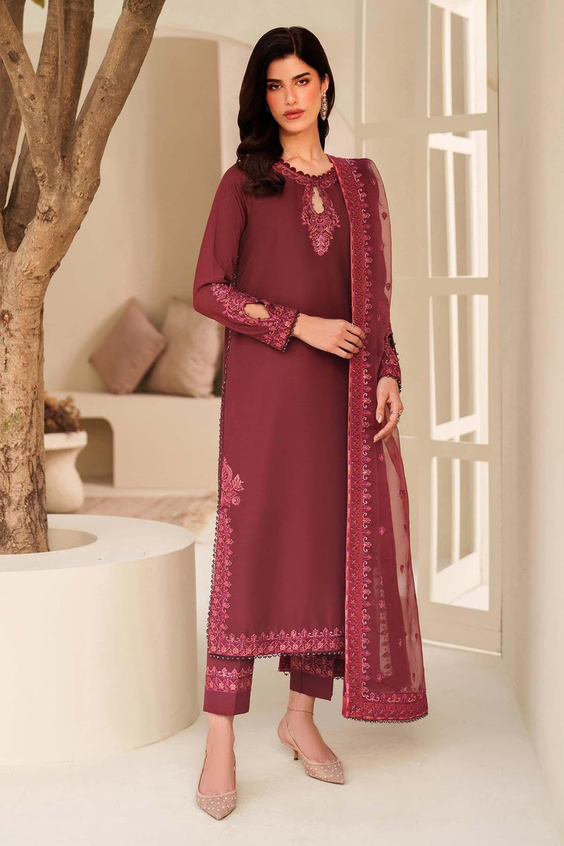 Zarif Exclusive Tabeer Embroidered Raw Silk Unstitched 3Pc Suit D-01 Malika