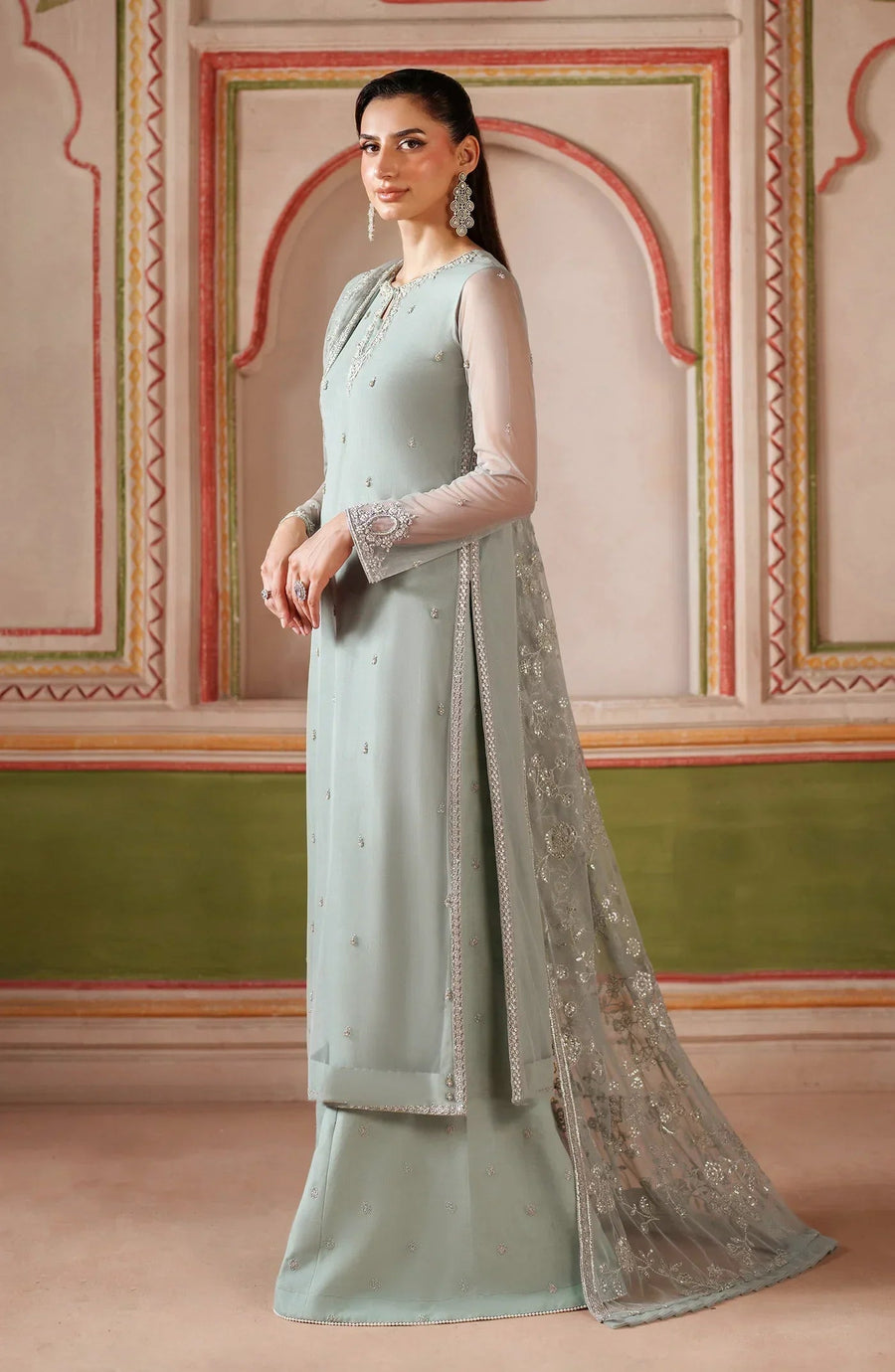 Zarif Falesia Embroidered Net Unstitched 3Pc Suit UNST-HF-05 DINAAR