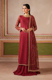 Zarif Falesia Embroidered Net Unstitched 3Pc Suit UNST-HF-01 MUHAAG