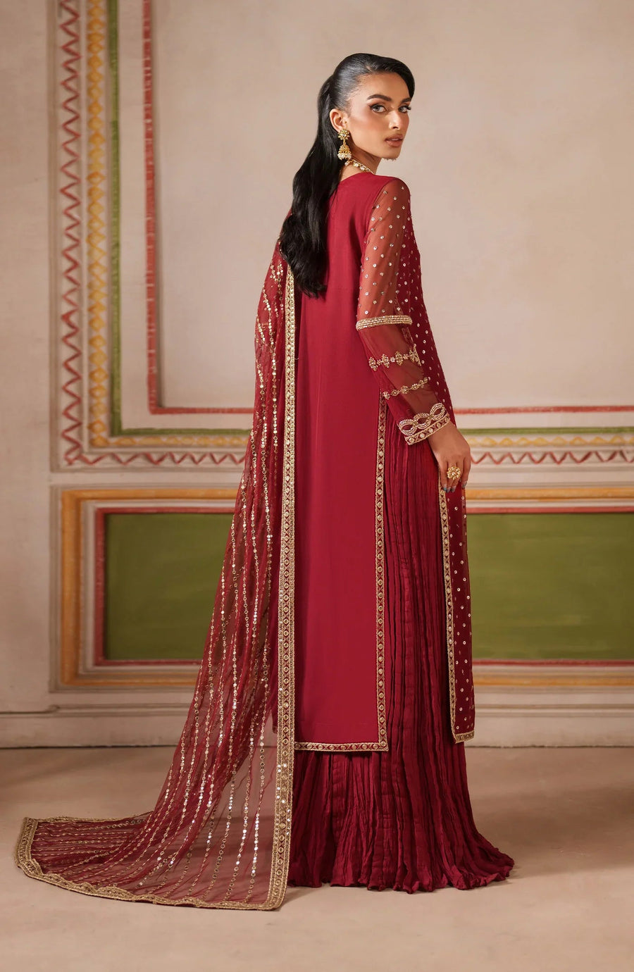 Zarif Falesia Embroidered Net Unstitched 3Pc Suit UNST-HF-01 MUHAAG