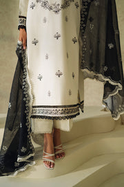 Neeshay Monochrome Embroidered Lawn Unstitched 3Pc Suit - Ivory
