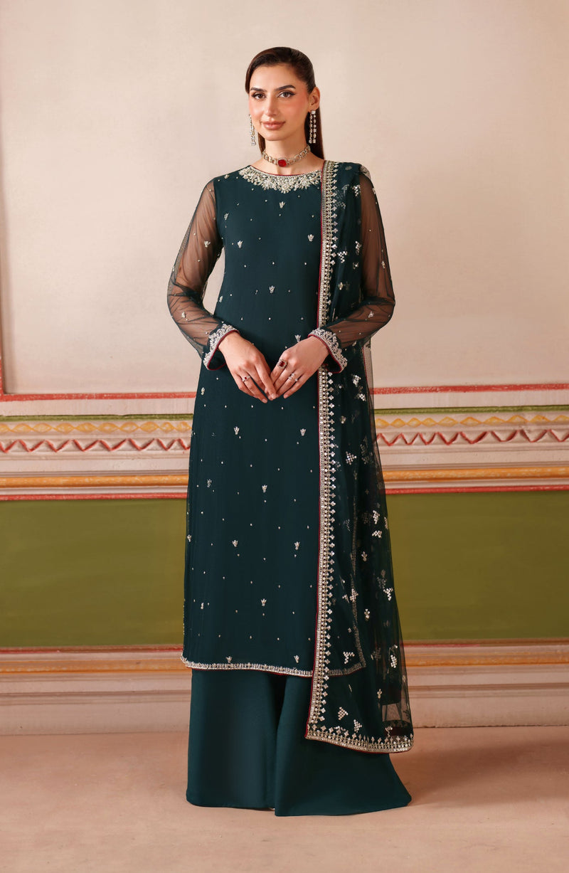 Zarif Falesia Embroidered Net Unstitched 3Pc Suit UNST-HF-02 SHENAAR