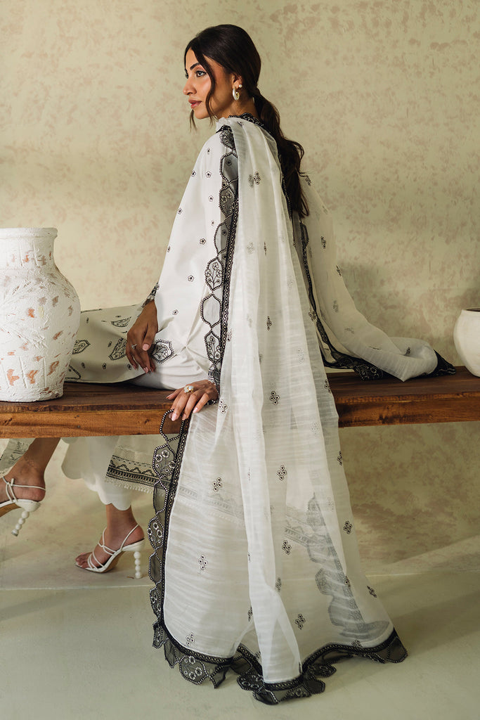 Neeshay Monochrome Embroidered Lawn Suit Unstitched 3 Piece NSH24M Midnight - Summer Collection