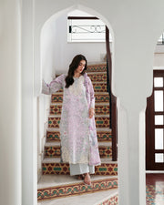 Neeshay Summer Lines Embroidered Lawn Unstitched 3Pc Suit - BLUSHMERE