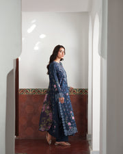 Neeshay Summer Lines Embroidered Lawn Unstitched 3Pc Suit - NOIRELLE