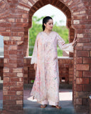 Neeshay Summer Lines Embroidered Lawn Unstitched 3Pc Suit - PEACHLINE