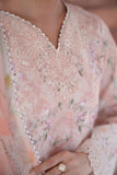 Neeshay Summer Lines Embroidered Lawn Unstitched 3Pc Suit - PEACHLINE