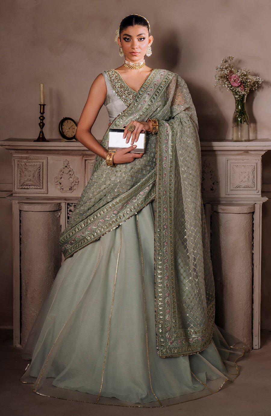 Mallika Jaan by Zevk Unstitched Embroidered Tusel Silk Dress - AMEERAN