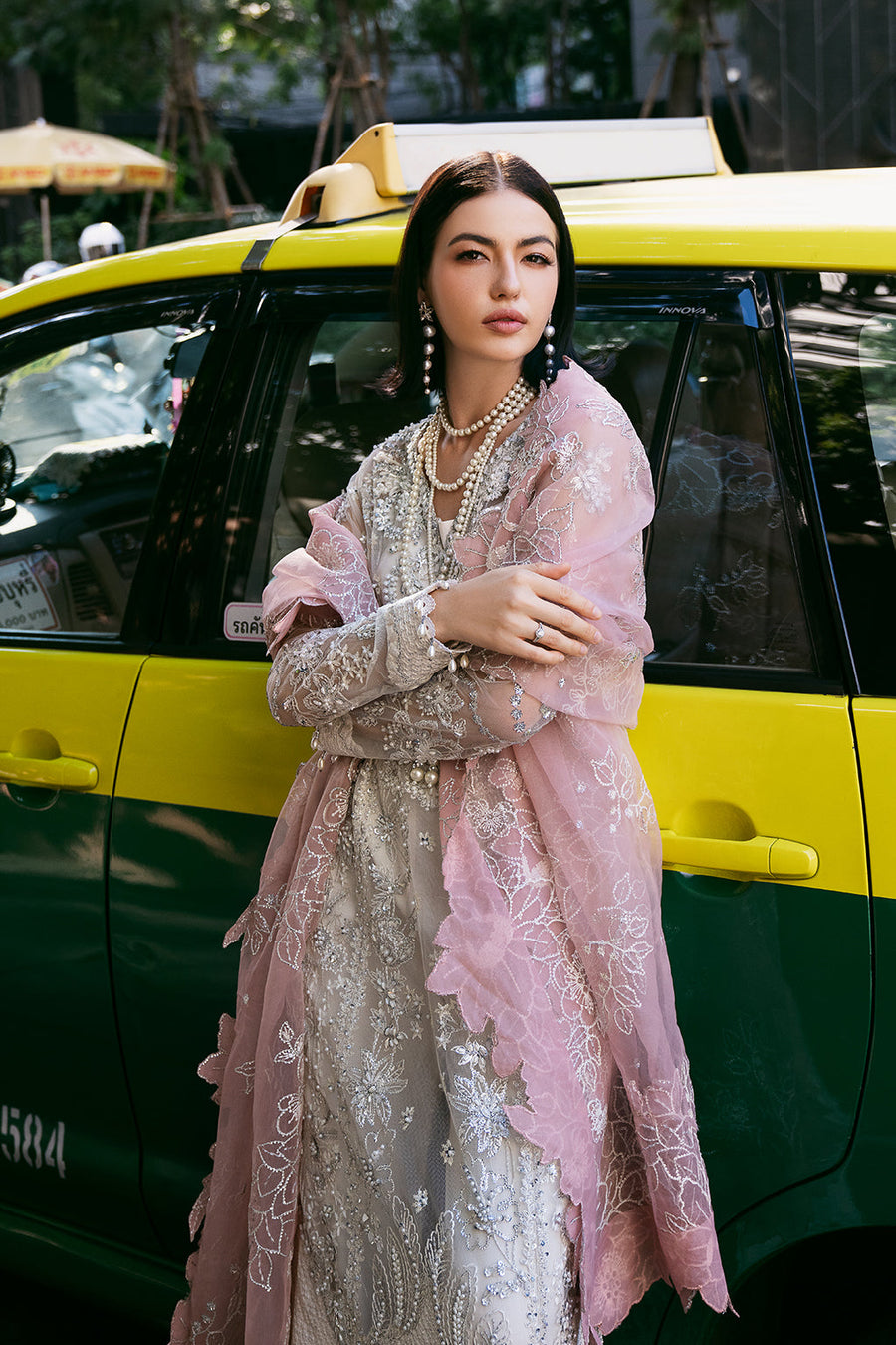 Saad Shaikh Fleurie Vol-02 Luxury Embroidered Net Unstitched 3Pc Suit - Pearl Wind