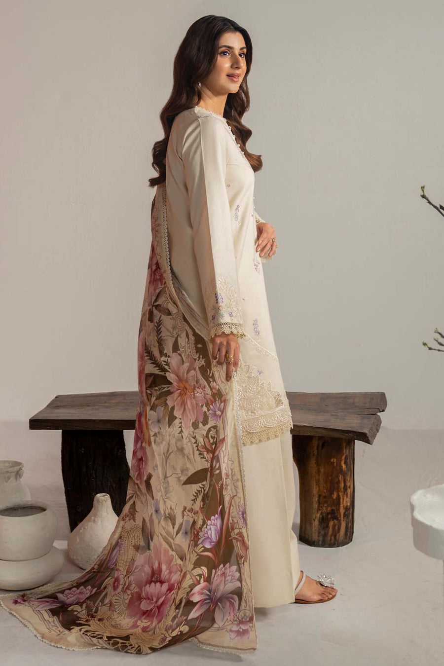 Neeshay Summer Edit Printed Lawn Ready to Wear 3Pc Suit - Opaline