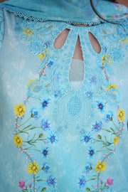 Neeshay Summer Lines Embroidered Lawn Unstitched 3Pc Suit - CELESTIA