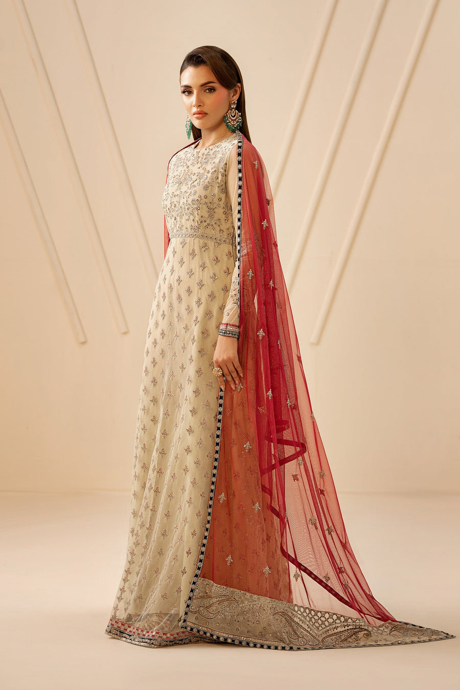 Zarif Riwayat Embroidered Luxury Net Unstitched 3Pc Suit - SANDALI