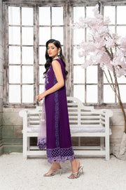HemStitch Embroidered Luxury Chiffon Pret 3Pc Suit CP-008 Violet