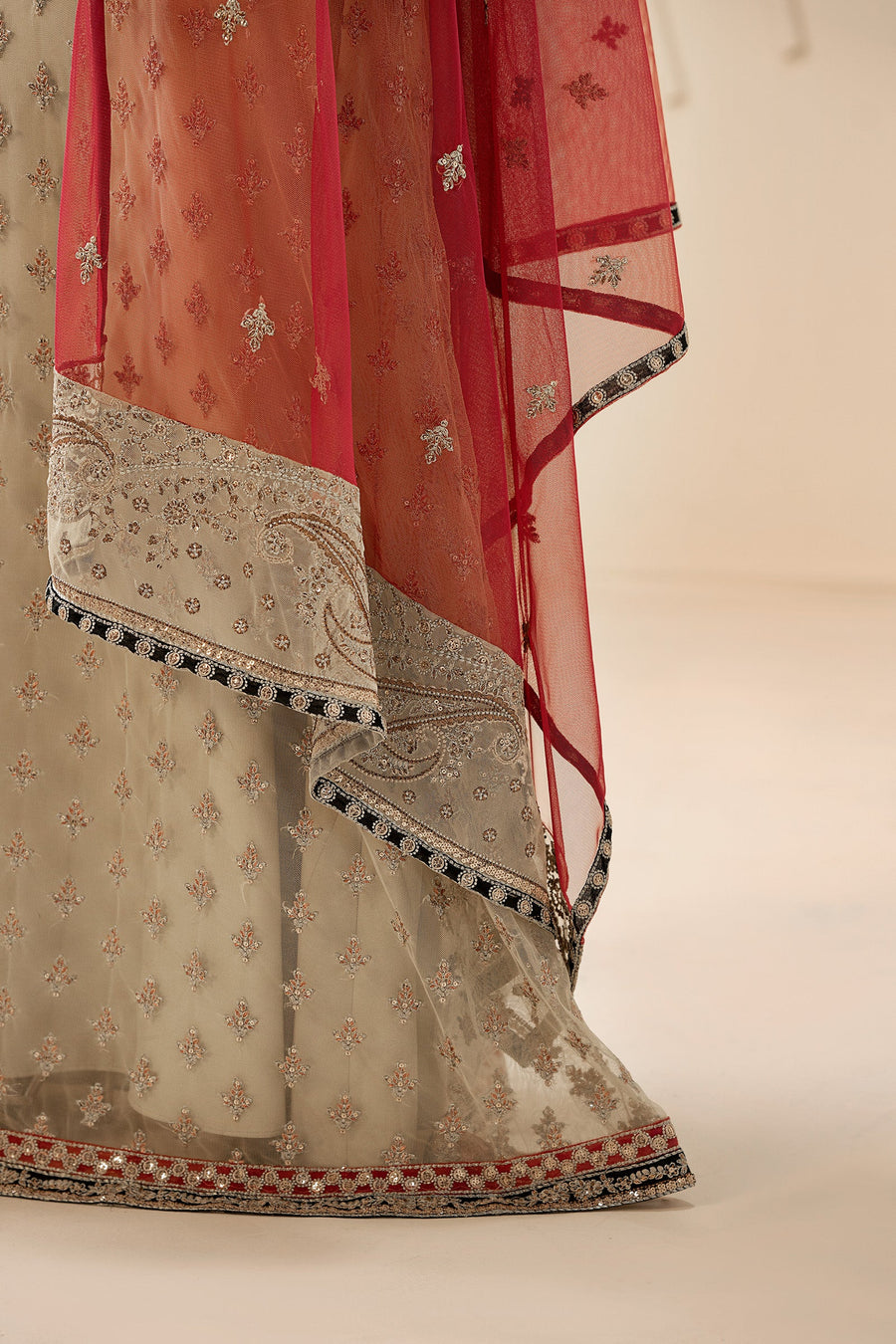 Zarif Riwayat Embroidered Luxury Net Unstitched 3Pc Suit - SANDALI
