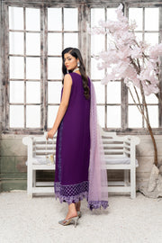 HemStitch Embroidered Luxury Chiffon Pret 3Pc Suit CP-008 Violet