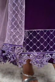 HemStitch Embroidered Luxury Chiffon Pret 3Pc Suit CP-008 Violet